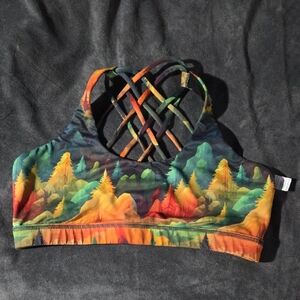 Constantly Varied Gear Multicolor Mountain Print Crisscross Sports Bra